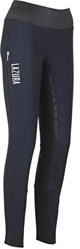 Lazura - Winter-Reitleggings für Damen Emma | Wasserabweisende Thermo-Leggings mit Silikon-Vollbesatz | Winter-Reithose mit breitem Gummiband & Handy-Tasche | Damen Reitbekleidung in Größe 36