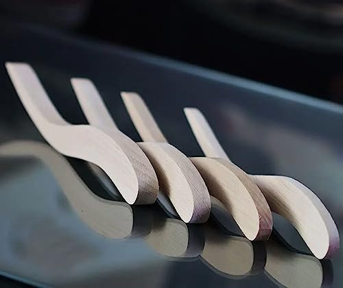 Dortech 4Pc Wooden Silicone Tooling Sticks for Smoothing Mastics and Sealant, Silicone Smoothing & Finishing Tools, Curved Handle Sealant Smoother, for Various Internal & External Applications
