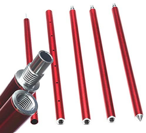 340 cm Varillas Tienda Campaña,Ajustables Barras Telescópicas A Prueba de Viento Aleación de Aluminio,para Lona Vela de Sombra o Toldo Vivac Accesorios Tienda Camping Mastil(Color:Rojo)