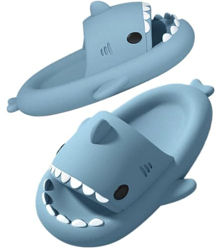 SAGUARO Shark Slippers für Kinder – Hausschuhe & Badeschlappen – Leicht, Rutschfest – Für Bad, Strand und Alltag Blau 26/27