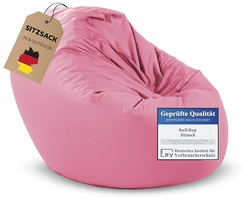 BuBiBag 2in1 Sitzsack L - XXL mit Füllung für Kinder & Erwachsene, Gaming Beanbag & Bodenkissen für Indoor & Outdoor Sessel Pflegeleicht & Wasserabweisend XL UNIVERSELL (Ø 130 cm Puderflieder)