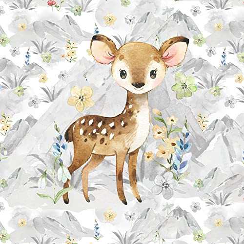 40x50cm Tiere French Terry Stoff Panel - Reh Panelstoffe für Baby & Kinder - Kinderstoffe zum Nähen - Stoffe & Stoffpanele aus Baumwolle - keine Meterware - Miniliebe