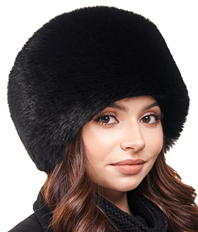 Futrzane Modern Kosakenmütze - Fellmütze Damen - Winter Russische Mütze Pelz (M, Schwarz Lang Modern)