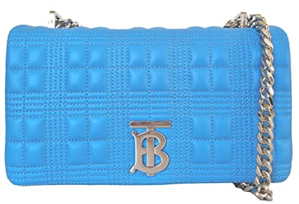BURBERRY LOLA 80523281 Schultertasche und Umhängetasche aus gestepptem Leder, Azzurro