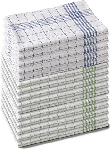 aqua-textil 15er Set Geschirrtücher Reine Baumwolle 50 x 70 cm kariert 5xblau 10xgrün Küchentücher Oeko-TEX
