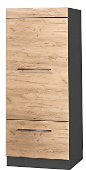 Vicco Mikrowellenschrank Fame-Line, Küchenregal für die Mikrowelle, Goldkraft Eiche/Anthrazit, 60 cm