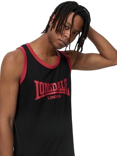 Lonsdale Men's Knockan Leisure T-Shirts, Black/red, L
