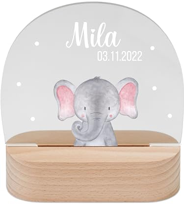 wunderwunsch - Personalisiertes Nachtlicht für Babys - Individuelle Nachttischlampe für Kinder - Personalisierte Geschenke Kinder - Babygeschenk - Geschenk zur Geburt