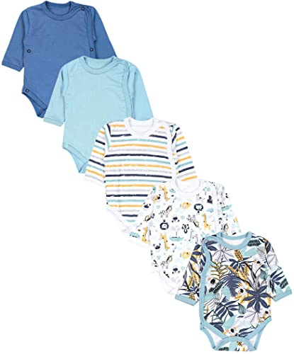 TupTam Wickelbody Langarm Baby Body im 5er Set – Weicher Body Baby aus Baumwolle für Mädchen & Jungen