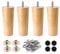 DULKET 4 Pcs Sofa Table Legs Solid Wood Furniture Legs, 15cm Solid Wood Tapered Replacement Furniture Legs With Pre-drilled Holes With Mounting Plates, Screws, Non-Slip Pads for Sofa Tables and Chairs