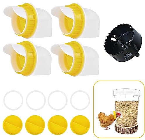 Hühnerfutterstation Kein Abfall, Automatischer Hühnerfutterautomat mit Erweitertem Futteranschluss, Wetterfester Geflügelfutterspender für Hühner, Ente, Gänse, Vögel, Wachteln