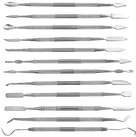 Fippy 12 strumenti per intagliare la cera Stainless Steel Double Headed Wax Sculpting Tools for Sculpting, Detailing, Pottery Carving Tools (Argento)