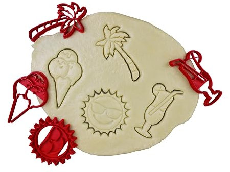 3DKOUPE - Emporte-pièces Plage - Lot de 4 - Soleil, Cocktail, Palmier, Cornet de glace - Couleur au choix - Conçu et fabriqué en Europe