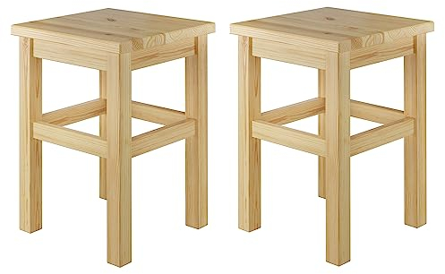 Erst-Holz Holzhocker Massivholzsitz ohne Lehne in Kiefer massiv Natur oder weiß V-90.71-41, Holzart/Holzfarbe:Doppelpack Kiefer
