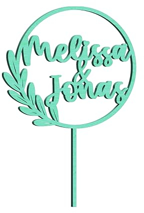 Cake Topper personalisiert mit Namen - Naturholz Dekoaccessoire Kuchen Torte, Material: Birke Multiplex (Birke Multiplex-mint)