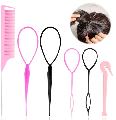Paquete de 6 Accesorios de Peinado para Mujeres - Herramientas de Trenzado, Pasadores, Trenza Plana, y Twist para Peinados Creativos