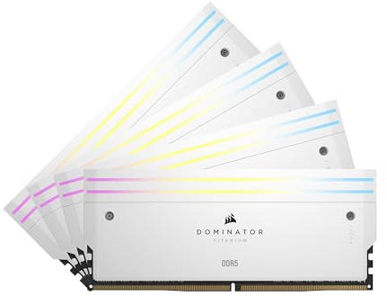 CORSAIR DOMINATOR TITANIUM RGB DDR5 RAM 64GB (4x16GB) DDR5 6400MHz CL32 Intel XMP iCUE Compatible Computer Memory - White (CMP64GX5M4B6400C32W)