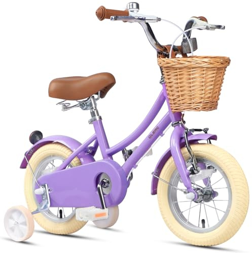 Glerc Little Molly 12-20 Zoll Kinderfahrrad für Jungen und Mädchen im Alter von 3-12 Jahren, mit Klingel und Stützrädern & Korb,Mehrere Farben