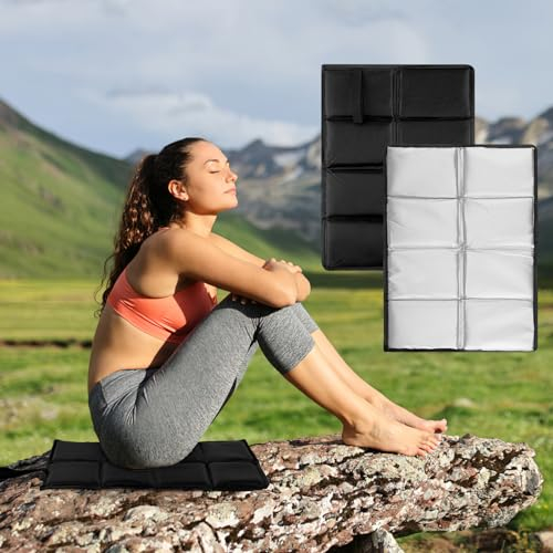 2 Stück Sitzkissen Outdoor, Sitzkissen Faltbar mit Tragetasche, Wasserdicht Thermo Sitzkissen Faltbar, Stadion Sitzkissen, Sitzkissen Wandern für Unterwegs und Zum Reisen, Wandern, Camping, Picknick
