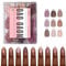 NOVO OVO Lot de 270 faux ongles à presser avec pointe française - Mélange de 9 couleurs - Gel acrylique souple - Couche de base et couche de base - Couverture complète - 15 tailles