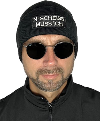 No Face No Name Mütze N Scheiss muss ich in schwarz I Unisex I bestickter Aufnäher I Beanie Strickmütze Wintermütze