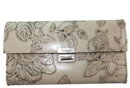 déqua große Unikat G9 Geldbörse Rose beige