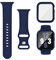 Joehwerr Cinturino 3 in 1 per Apple Watch, 41 mm, con custodia e pellicola protettiva, cinturino sportivo in silicone e custodia protettiva con vetro temperato 9H, per iWatch serie 9/8/7, blu navy
