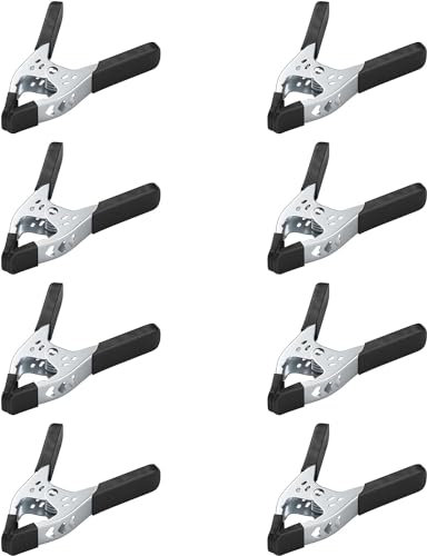 8 Pack Spring Clamps, Metal Heavy Duty Clamp, 6 Inch, Large Strong Clips, Hand Squeeze Grip, Wide Jaw, Hardware Clap, for Photography, Furniture, Pony, Industrial (Black)
