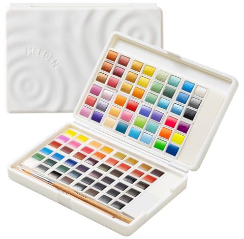 MEEDEN Watercolour Paint Set, 96 Solid Water Colours in Portable Box, Watercolour Set with Palette, Brush & Customisable Colour Pans, Travel Art Paint, Ideal for Artists, Hobbyist, Adults, Students