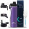 Rensinnoal Insulated Water Bottle 700ml Leakproof Stainless Steel Thermo Mug with Straw Double Vacuum Water Bottle (Purple)