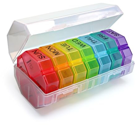 Cozensyson Pillenbox 7 Tage 4 Fächer aus PP-Kunststoff, Transparent