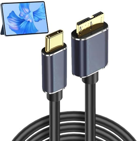 Cable para disco duro externo USB C - Cable USB 3.0 para conexión y transferencia rápida de datos de 5 Gbps, carga rápida | Cable de datos flexible para copia de seguridad y sincronización del disco d