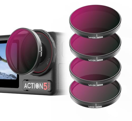BRDRC ND-Filter für DJI Osmo Action 5 Pro Action 4 3, 4er-Pack ND8PL ND16PL ND32L ND64PL Snap On Objektivfilter Set Polarisierende Neutraldichte Zubehör
