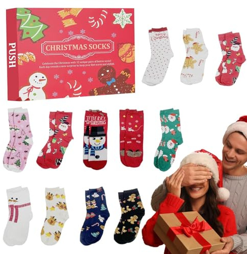 Socken Adventskalender Adventskalender 2024 Socken Weihnachtssocken-Adventskalender 2024 Adventskalender Socken Damen 24 Paare Weihnachten Socken Damen Adventskalender