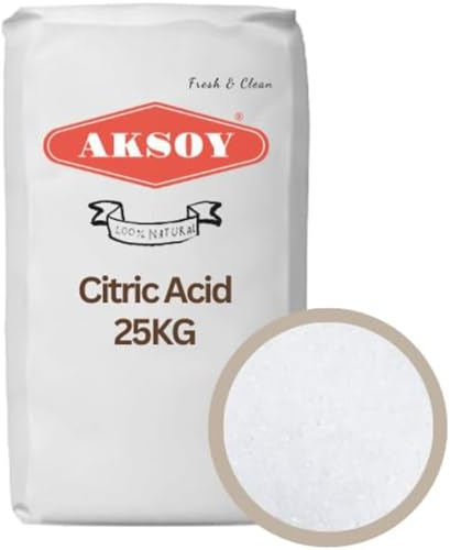 Aksoy Citric Acid Food Grade 25KG | Anhydrous Granular for Cleaning, Descaling, Food Preservation & Commercial | Non-GMO Bulk Supply