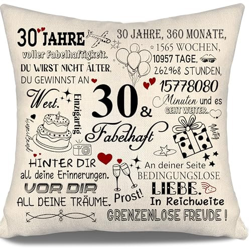 30 Jahre Voller Fabelhaftigkeit Kissenbezug für Geburtstag 30 Jahre alt Frauen Männer Schwester Freunde Kollegen Freundin Ehefrau 30. Geburtstag Geschenk 10-100 Jahre alt Geburtstag Kissenbezüge(30)