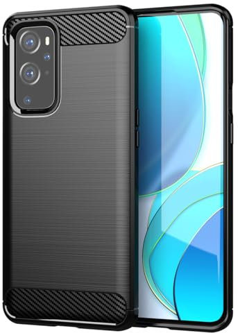 Vavies Schutzhülle für OnePlus 9 Pro 5G Case, LE2121 Stoßdämpfende Karbonfaser-Hülle mit TPU-Rahmen - Ultradünne Schockfestige Handyhülle für OnePlus 9 Pro 5G Schwarz