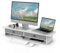 Fenge Dual Support de Monitores, Elevador de Pantalla de Ordenador Con 2 Tirantes de Tela, Para 2 Monitores, PC, TV, Ordenador, Impresora,90 x 23,5 x 14,2 cm, Carga de 25KG (Blanco)