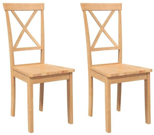 vidaXL Sillas de Comedor 2 Unidades Madera Maciza de Caucho, Silla de Comedor, Silla de Cocina, Asiento de Comedor, Silla, Silla de Sala de Estar