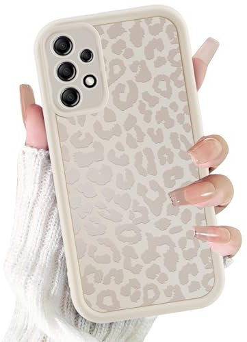 ZhuoFan Hülle für Samsung Galaxy A53 5G 6,5”, Aesthetic Leopard Muster Handyhülle Weiß Matte Schutzhülle Ultra Weich Silikon Dünn TPU Case Stoßfest Kratzfest Bumper Cover, 07