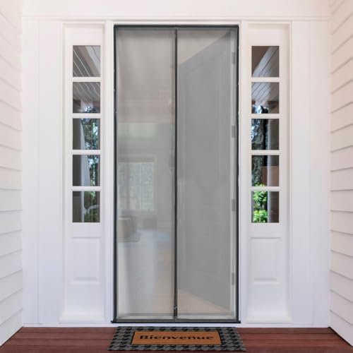 MadeInNature Moustiquaire Magnétique Recoupable Passage Intensif, Porte, Porte Fenêtre, Baie vitrée, Moustiquaire aimanté avec encadrement Sans perçage, Taille au choix (Gris, Largeur 100cm x 220 cm)