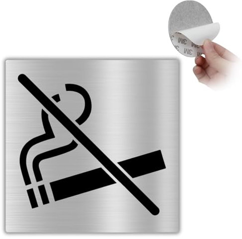 LEIASA | Panneau Autocollant Interdiction de Fumer - 10x10 cm - Épaisseur 0,8 mm - Aluminium - Panneau Interdiction de Fumer - Panneau No Smoking (Non fumeur)