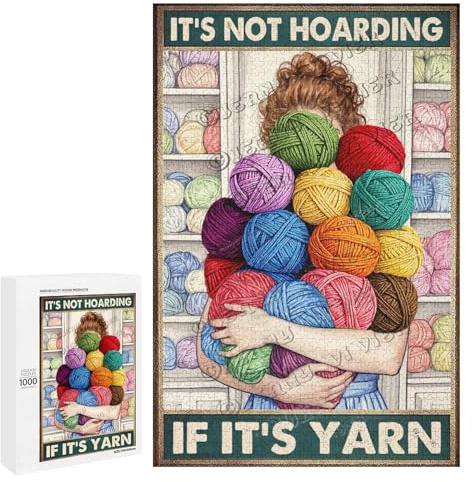 Knitting Quote Puzzle - 1000 pcs Wooden Jigsaw for Adults - Funny Yarn-Themed Puzzle for Relaxation, Decor, and Gifts for Crafty Women
