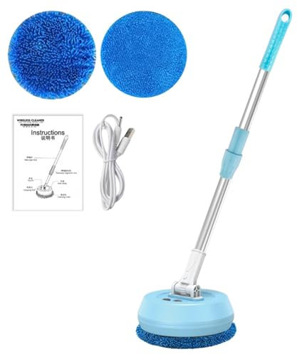 Mop Clean - Cordless Washing Device, Floor Polishing Machine | Convenient Handle Tool, Carpet Tile Laminate Use, Rotary Head System, Lav Solution