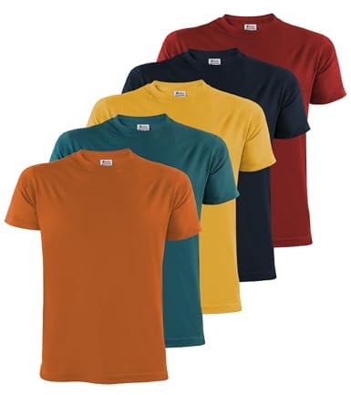 ALPIDEX Tee Shirt Homme Lot de 5 Basique Col Rond 100% Coton Desert XL