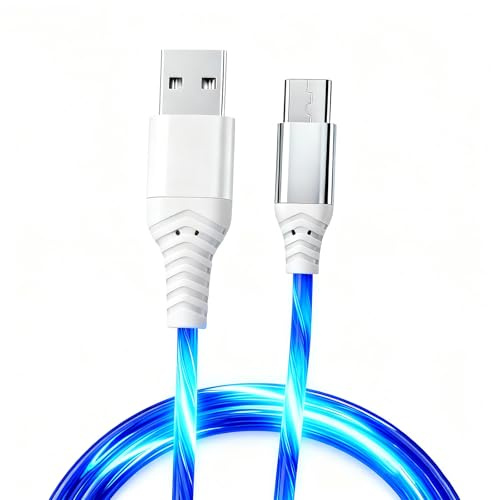 Light up Charging Cable 2M,USB C Charger Cable 60W Fast Charging Type C Cable USB A to C Data Transmission Glowing LED Lead for iPhone iPad Huawei P9 Pixel 7 Samsung Galaxy S23 Switch PS5 Blue