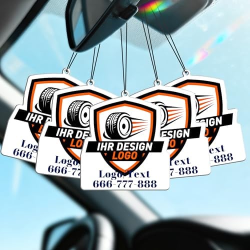 Bemaystar Duftbaum Auto Personalisiert – Duftbaum Auto mit Logo & Text, Personalisiert Lufterfrischer für Auto, für Business-Events & Markenpromotion, Geschenke