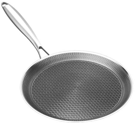 Krmoau For pancakes for stoves, cookware made of stainless steel, non-stick flat roast, for egg cooking, outdoor barbecue, hob, kitchen, camping