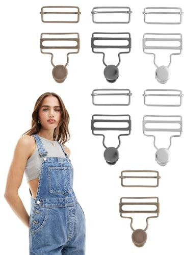 SOVYTH 6 Sets Dungaree Schnallen Metall, Hosenträger Schnallen mit Schiebeschnalle Latzhosenschnallen Latzhosen Schnalle für Hosenträger Overall Latzknopf Zubehör