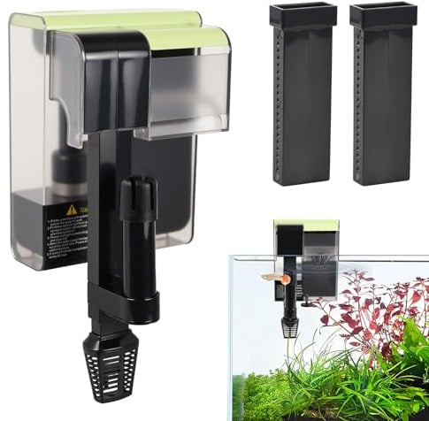 Litinliv Außenfilter 450L/H, Aquarium Filter mit UV, 4-in-1 Hang on Filter, Wasserfallfilter Einstellbarer mit Sauerstoffzirkulation für 10-100L Fischtank
